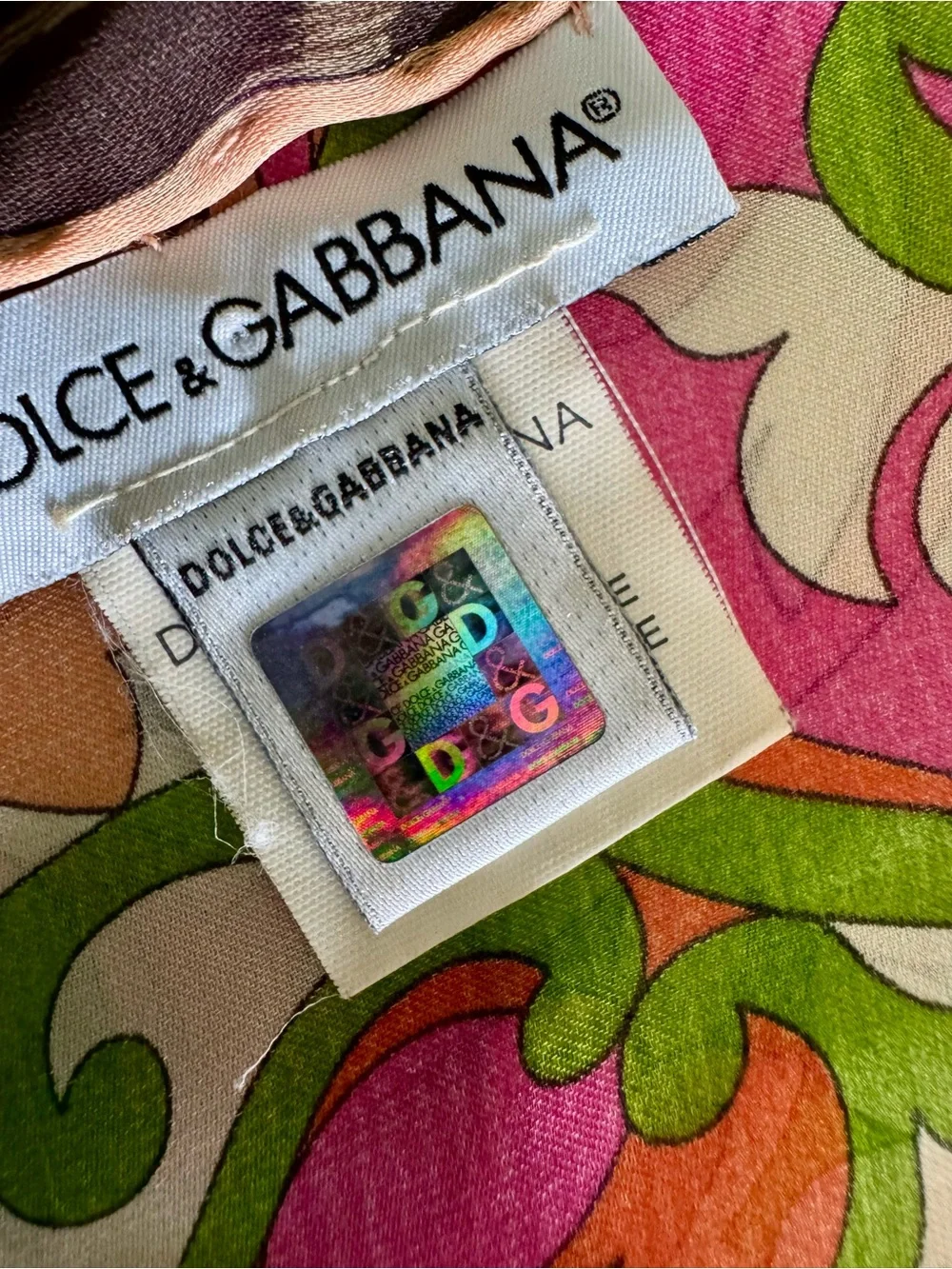 Vintage Designer Dolce & Gabbana 100% Silk Scarf Made in Italy